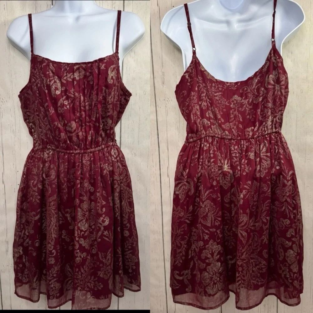 Abercrombie & Fitch Burgundy Floral Mini Dress Romantic Y2K Coquette Size L